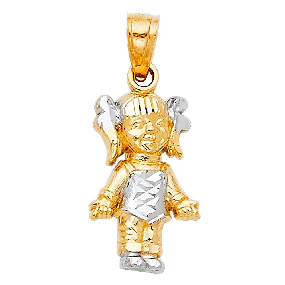 14Kt Two Tone Gold Girl Charm