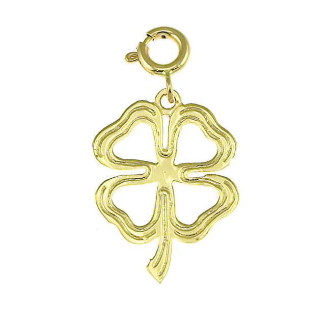 14K Gold Four Leaf Clover Pendant