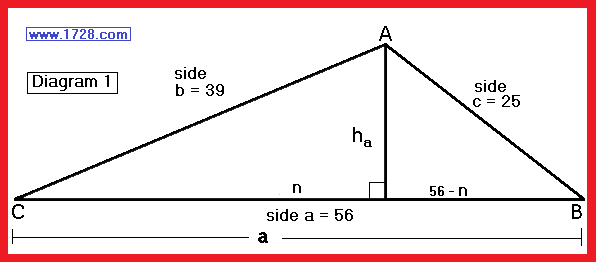 CALCULATING HEIGHTS AND ANGLES FROM 3 TRIANGLE SIDES