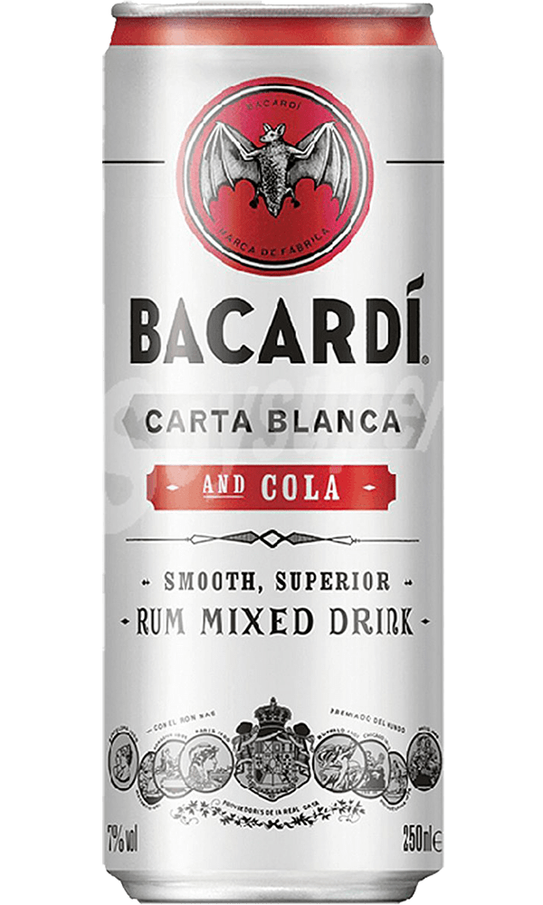 Bacardi Rum Mixed Drink Carta Blanca Anc Cola 25cl Caja de 24 Unidades