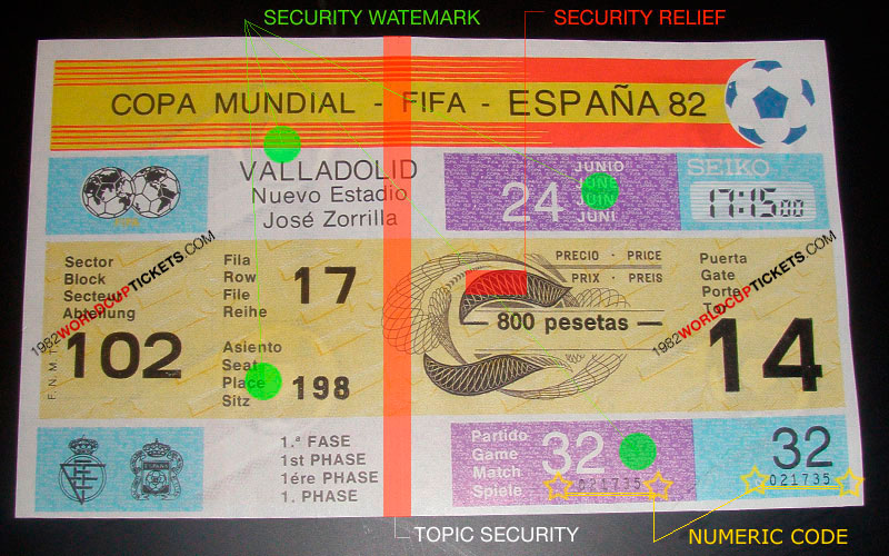 AUTHENTICITY / 1982 World Cup Tickets