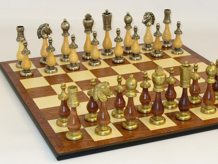 CS818142MWH. Staunton Metal & Wood Chess Set
