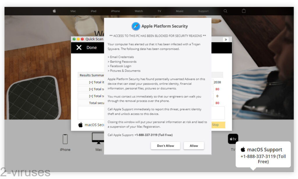 Fake Warnings Apple Security Alert How to remove Dedicated 2