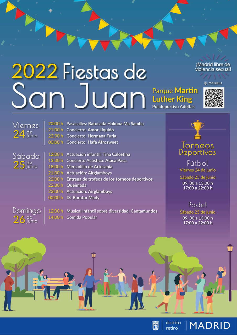 Programa de las fiestas de San Juan en el distrito de Retiro de Madrid