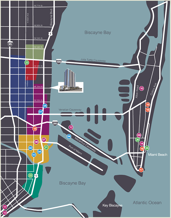 22 Skyview Location Map Luxury Condominium Rentals with Miami