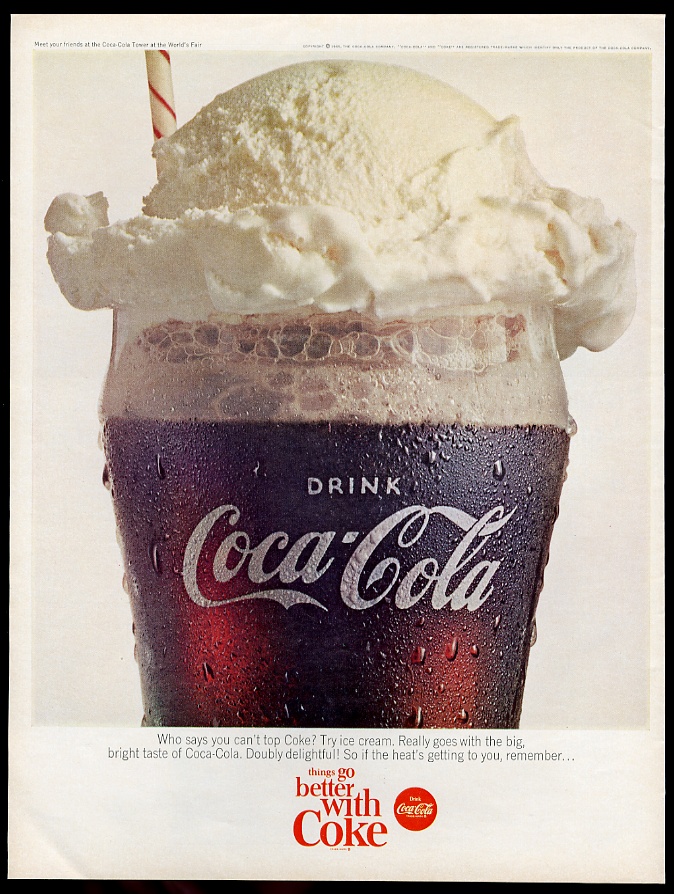 1965 Coke ICE Cream Float Photo Coca Cola Vintage Print AD eBay