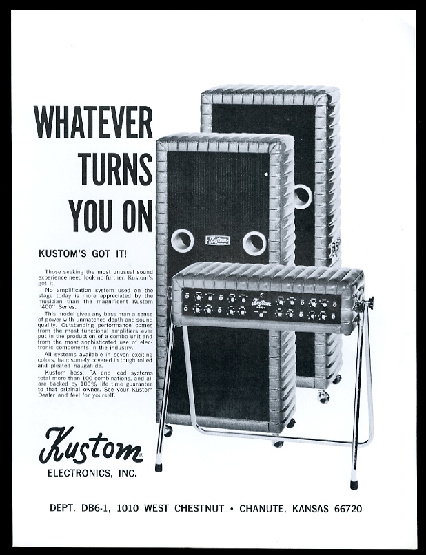 1969 Kustom 400 amp amplifier photo vintage print ad