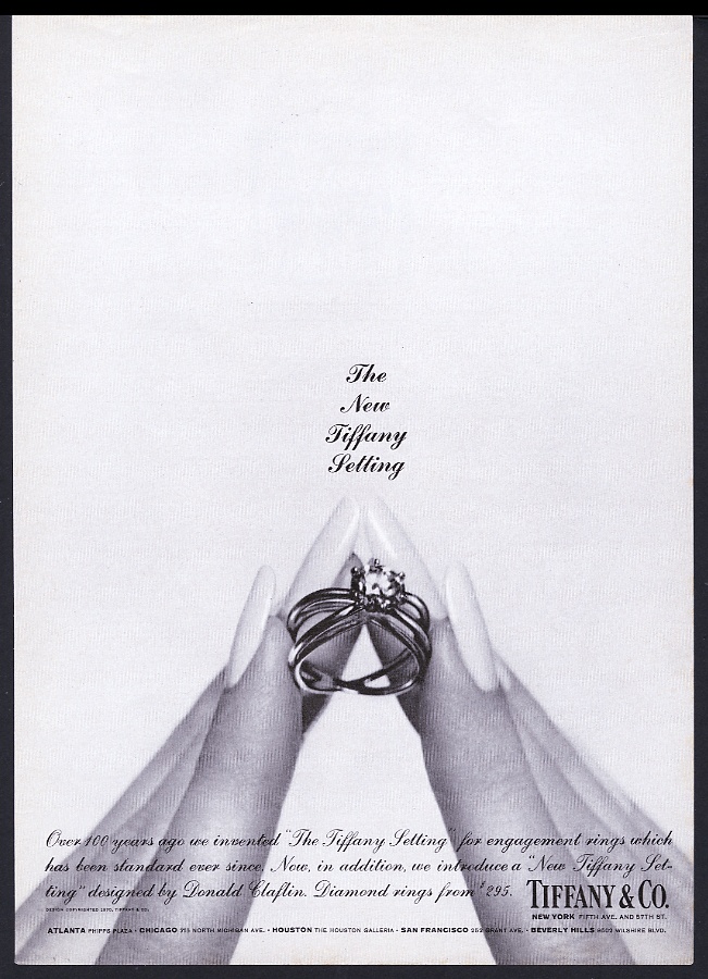 1970 Tiffany's jewelry new diamond ring setting photo vintage print ad