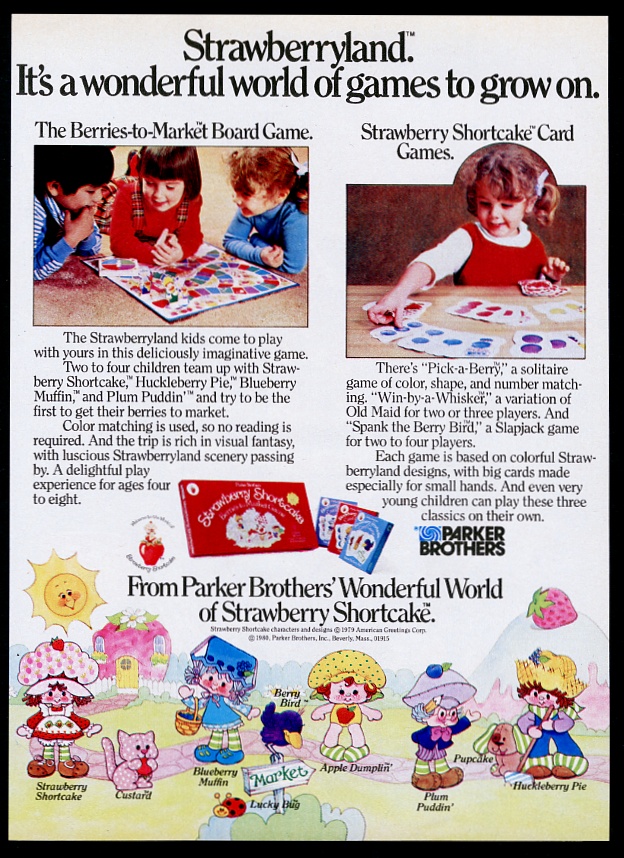1980 Strawberry Shortcake characters art Strawberryland game PB vintage