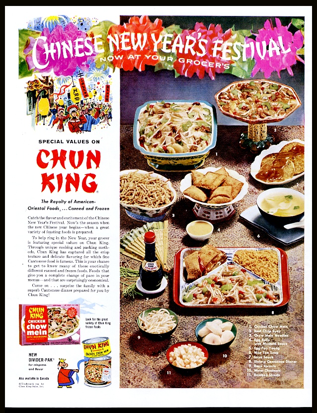 1959 Chinese New Year's theme Chun King chow mein egg rolls etc photo