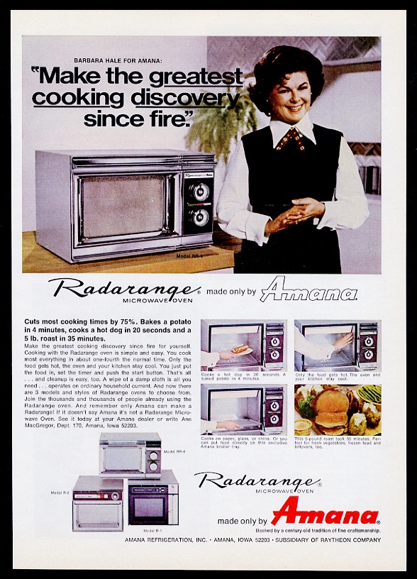1972 Amana Radarange microwave oven Barbara Hale photo vintage print ad