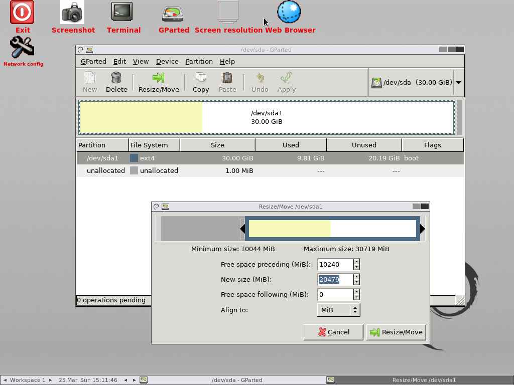 How To Resize Active/Primary root Partition Using GParted Utility