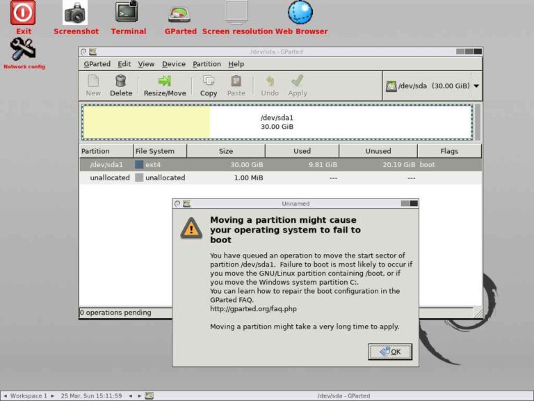 How To Resize Active/Primary root Partition Using GParted Utility