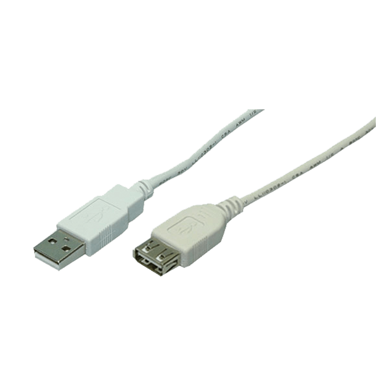 USB 2.0 cable, USBA/M to USBA/F, grey, 2 m