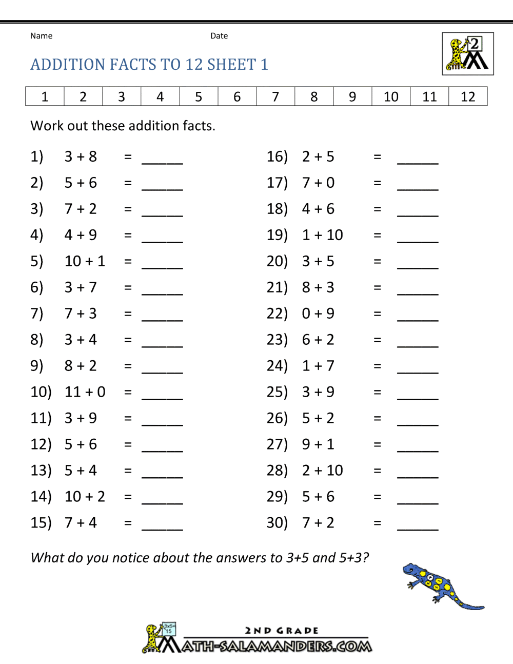 Learning Addition Facts to 12+12