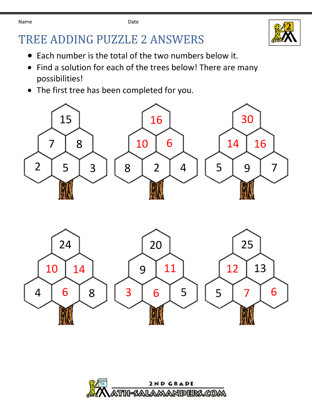 Free Math Puzzles Addition and Subtraction