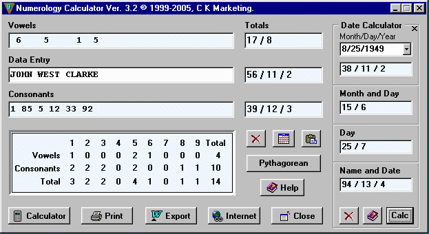 Numerology Calculator 3.41