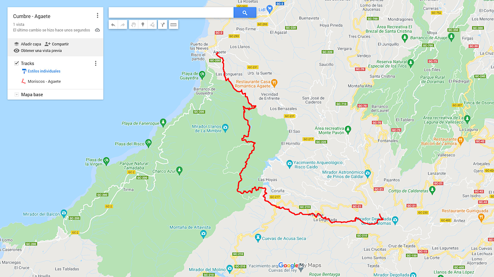 KML en Google Maps 32 Dientes, MTB