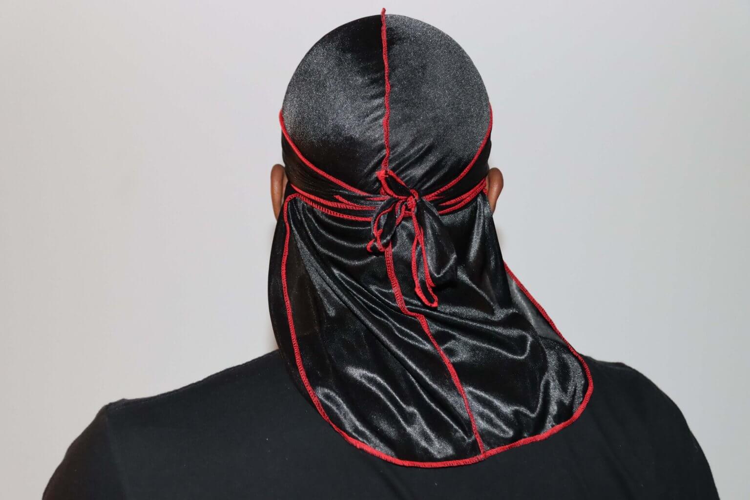 Silky 3WP Durag (Black) Red Stitching 360WaveProcess