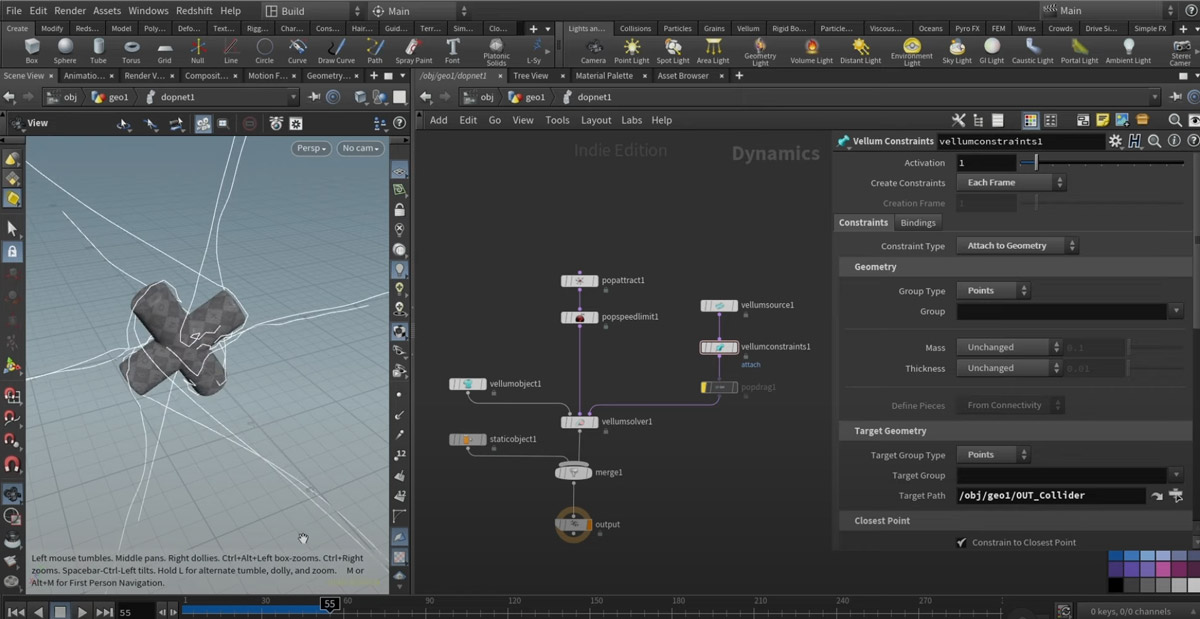 🤩How to make Vellum Attraction in Houdini and C4D? Tutorial for beginners — 3D Art Buymeacoffee