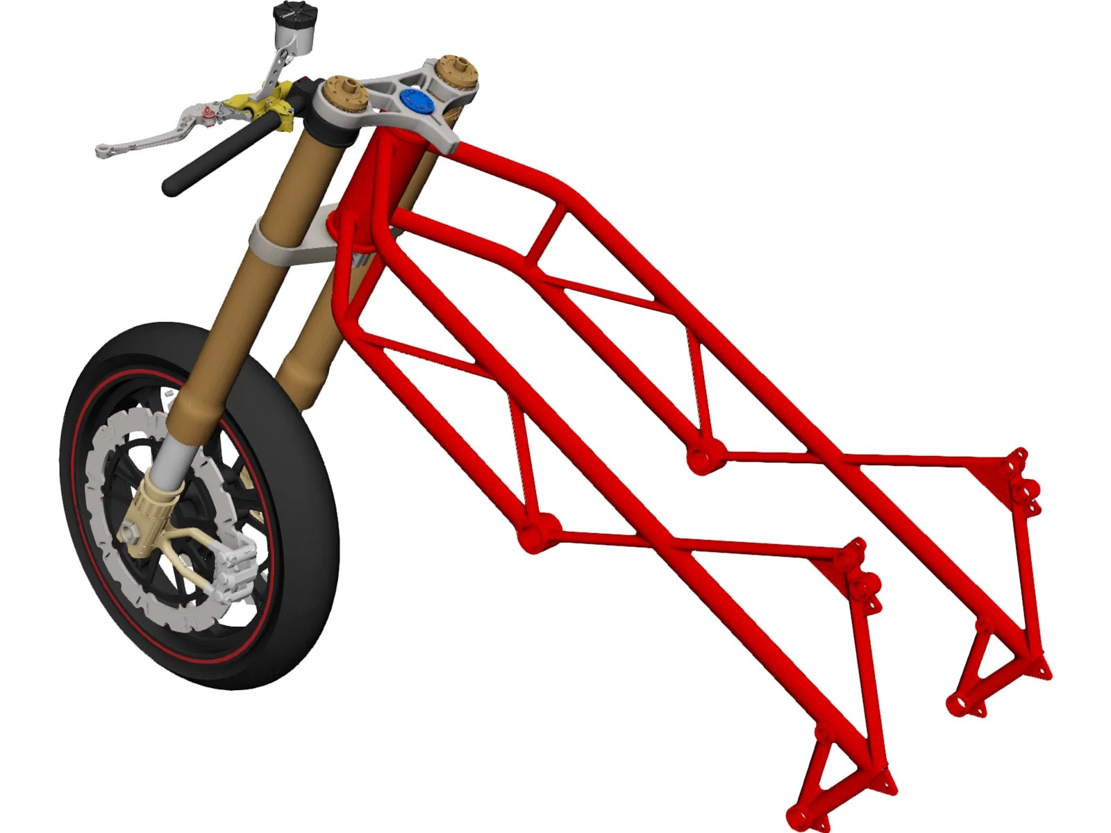 Motorcycle Frame, Wheel and Fork CAD Model 3DCADBrowser