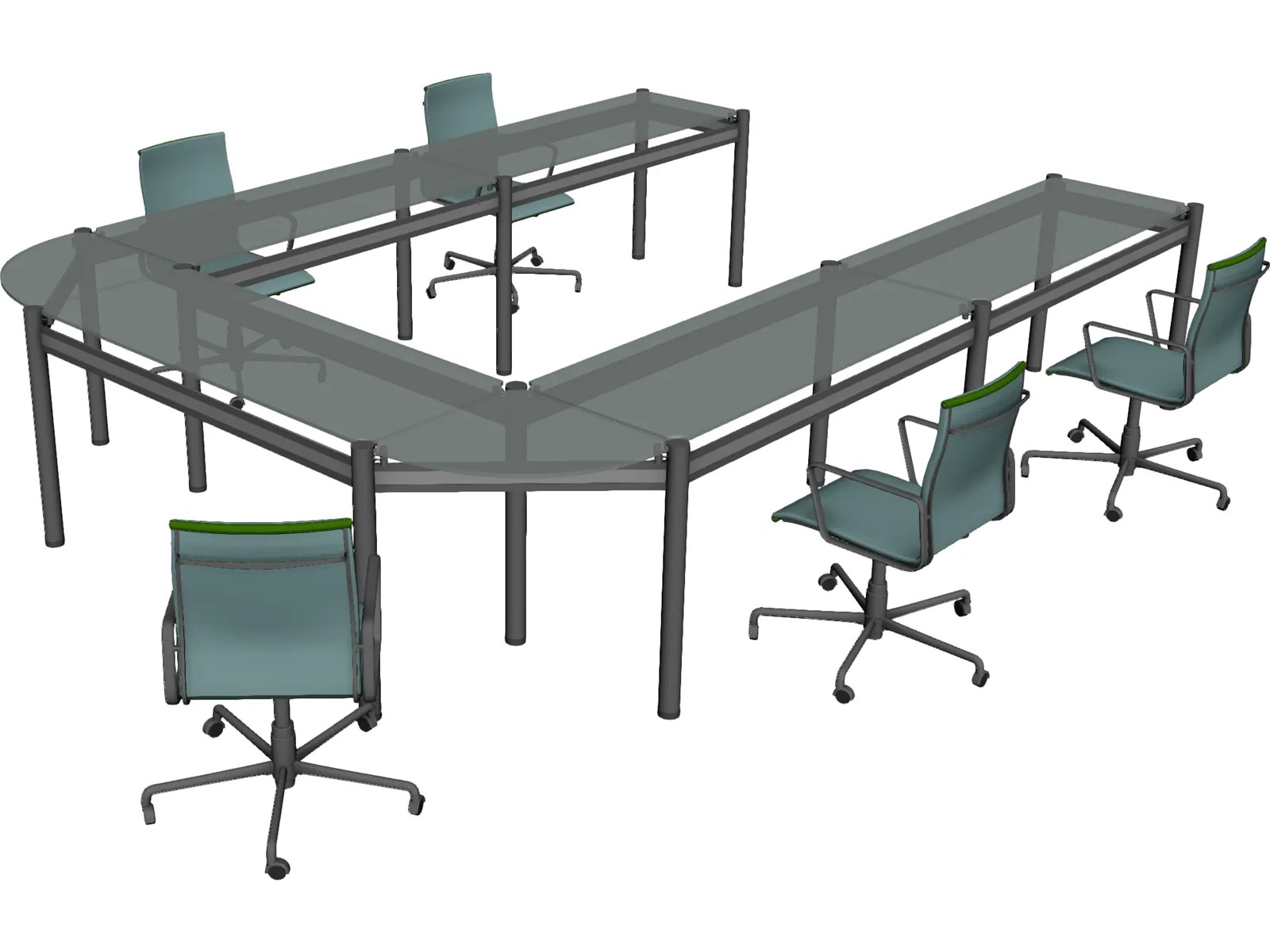 Office Table with Chairs 3D Model 3D CAD Browser