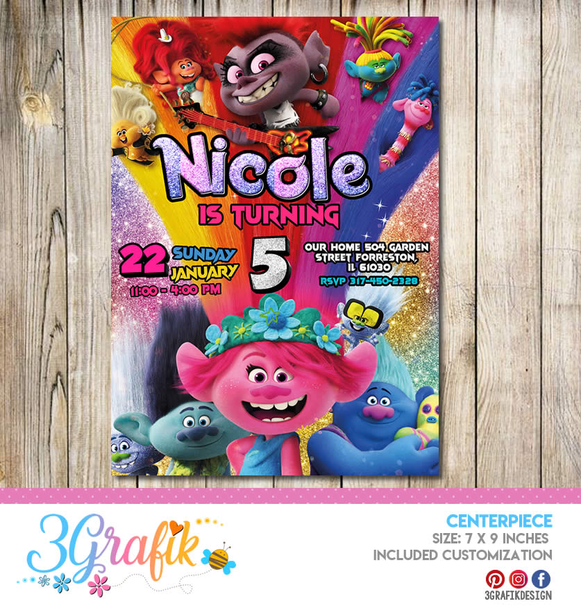 ≫ Trolls world tour party invitation Trolls World Tour party Invitation