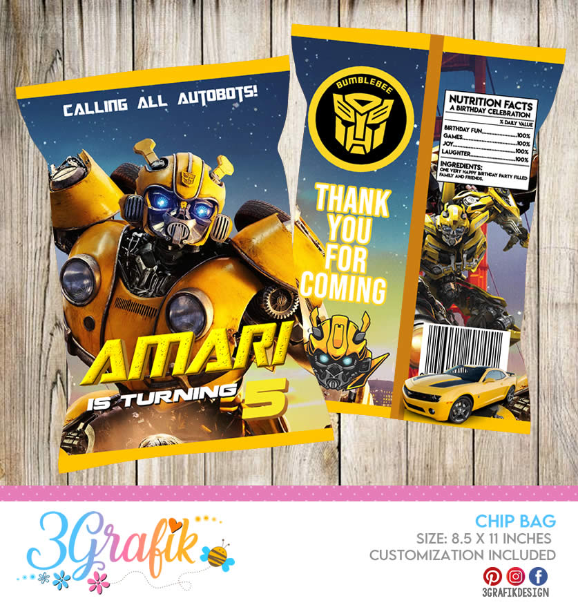 Transformers Chip Bag Transformers Party Transformers Birthday
