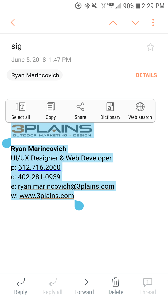 How do I add or create a email signature 3plains