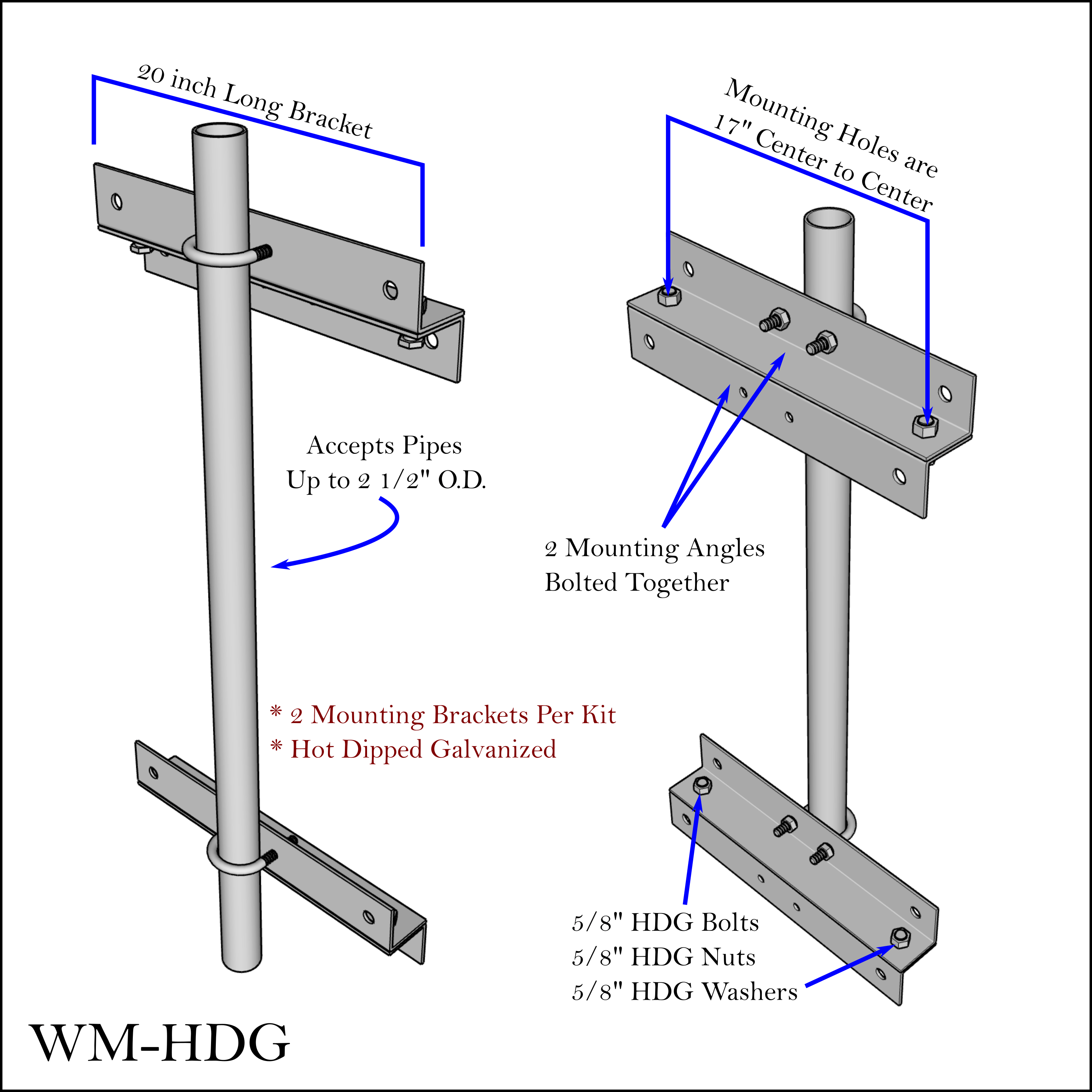 Heavy Duty Antenna Wall Mount HDG 3 Star Incorporated