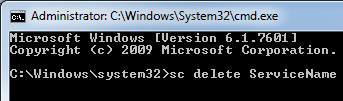 sc delete command