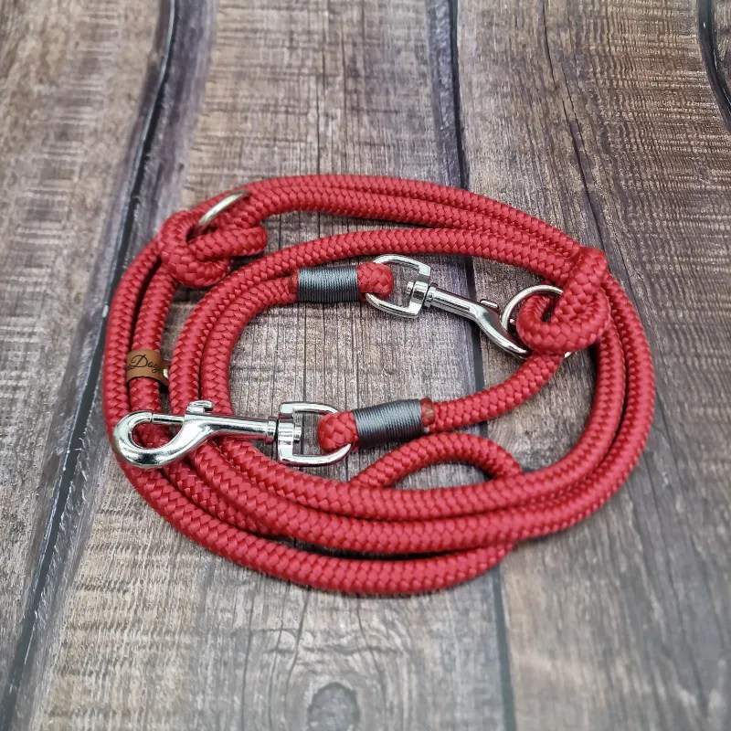 Hundeleine aus Tau Himbeere/Graphite 4 Unique Dogs