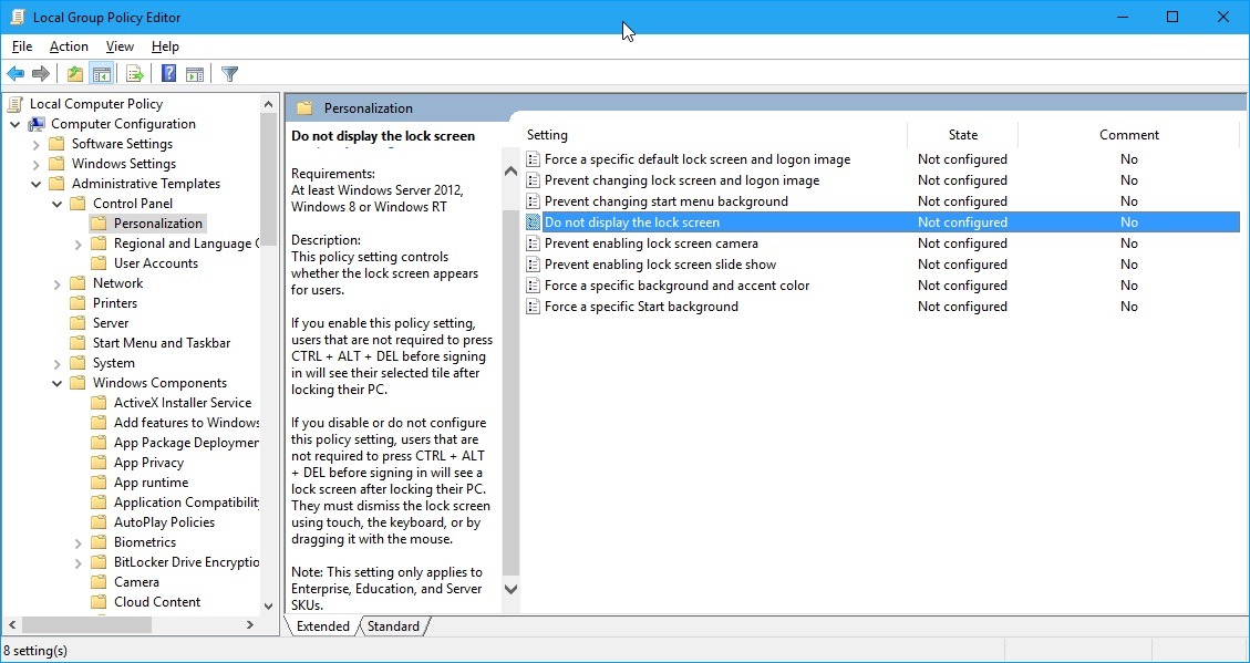 How to Disable Windows 10 Lock Screen