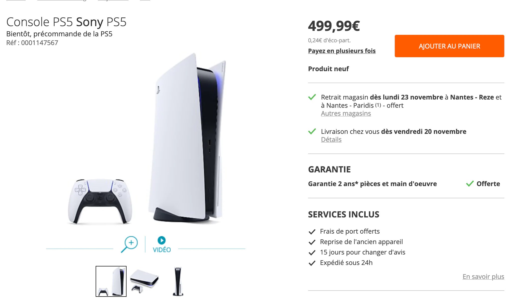 PS5 Boulanger Stock Playstation 5 encore