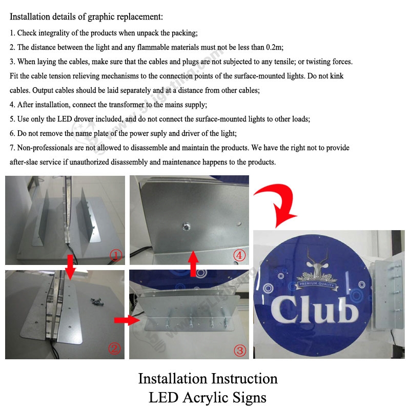 led acrylic signs waterproof, crystal frame, led acrylic light box