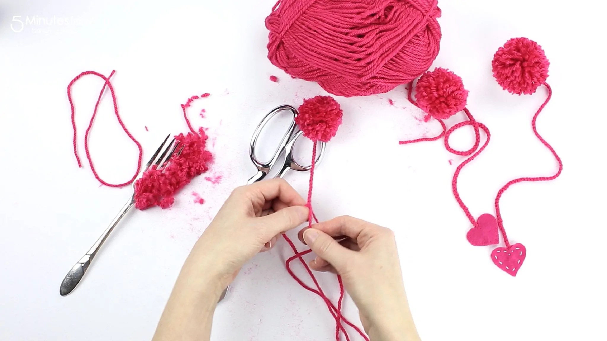 How to Make Yarn Pom Poms and a DIY Pom Pom Bookmark 5 Minutes for Mom