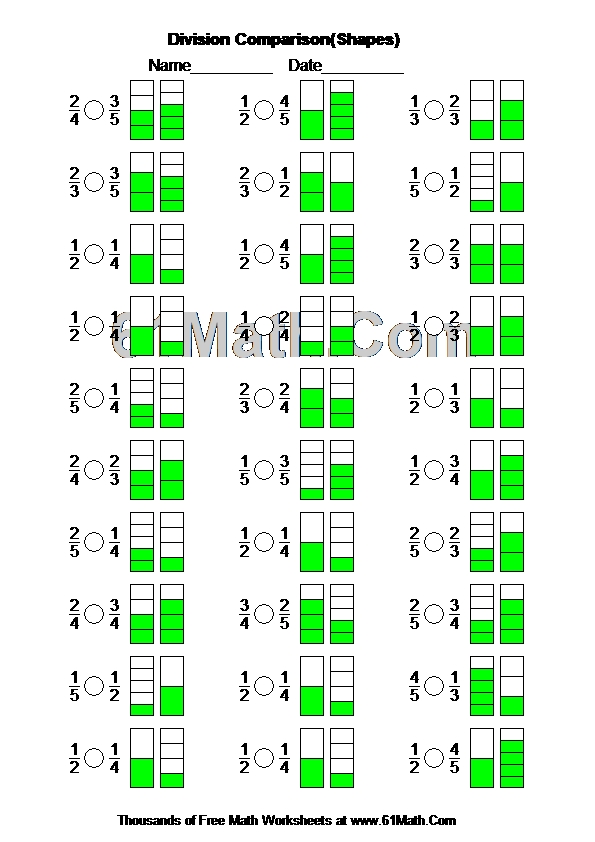 Division Comparison(Shapes) Create Your Own Math Worksheets