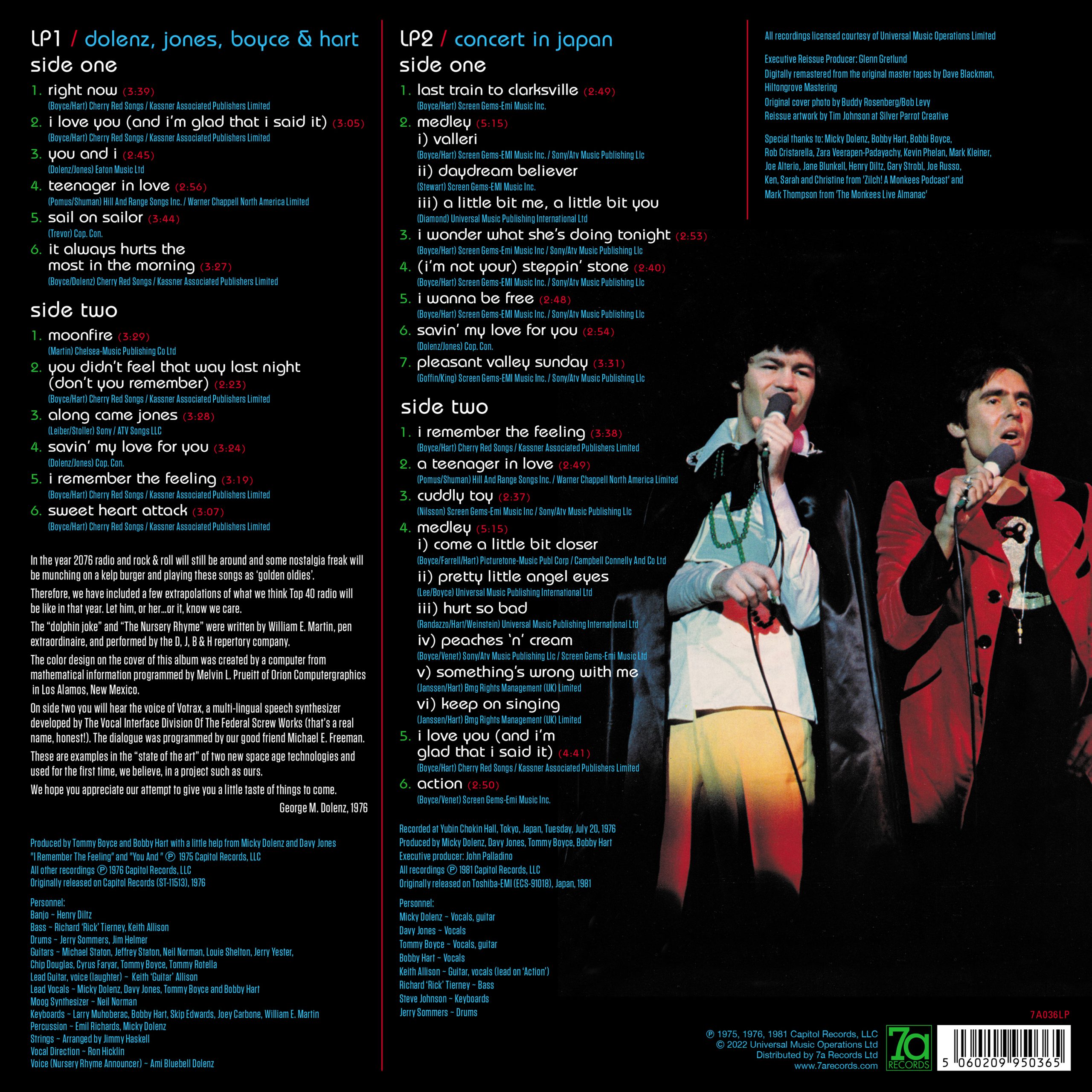 Dolenz, Jones, Boyce & Hart (2LP) to 7a Records