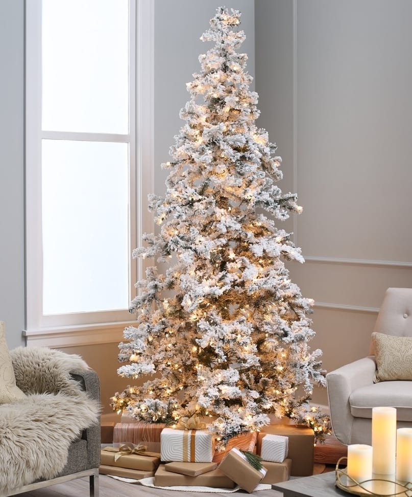Flocked Tree Heavy Layered Spruce Artificial Christmas Tree Color