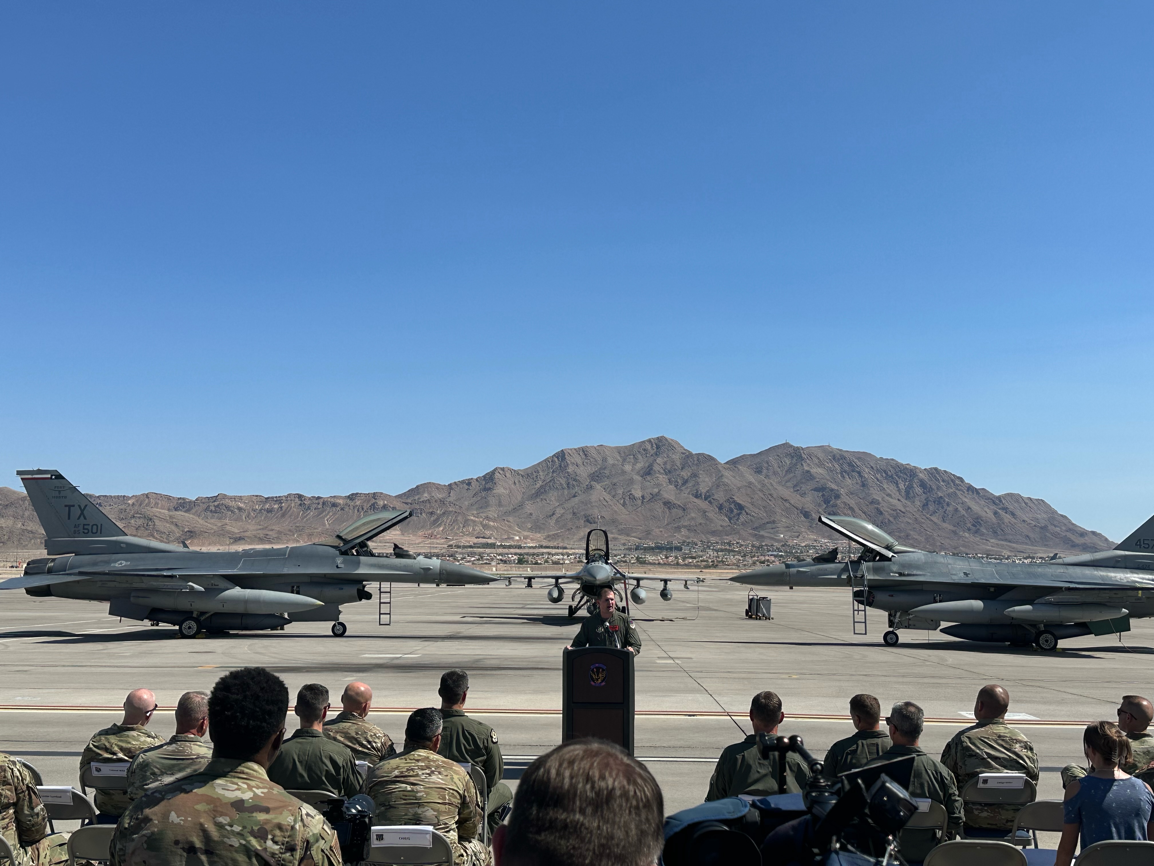 Nellis Air Force Base marks arrival of F16 fighter jets maintained by
