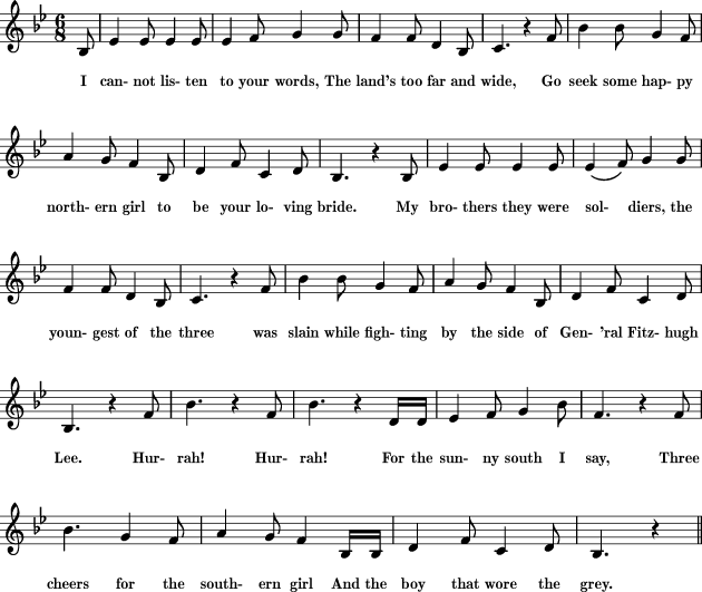 The Southern Girl's Reply Sheet music for Treble Clef Instrument
