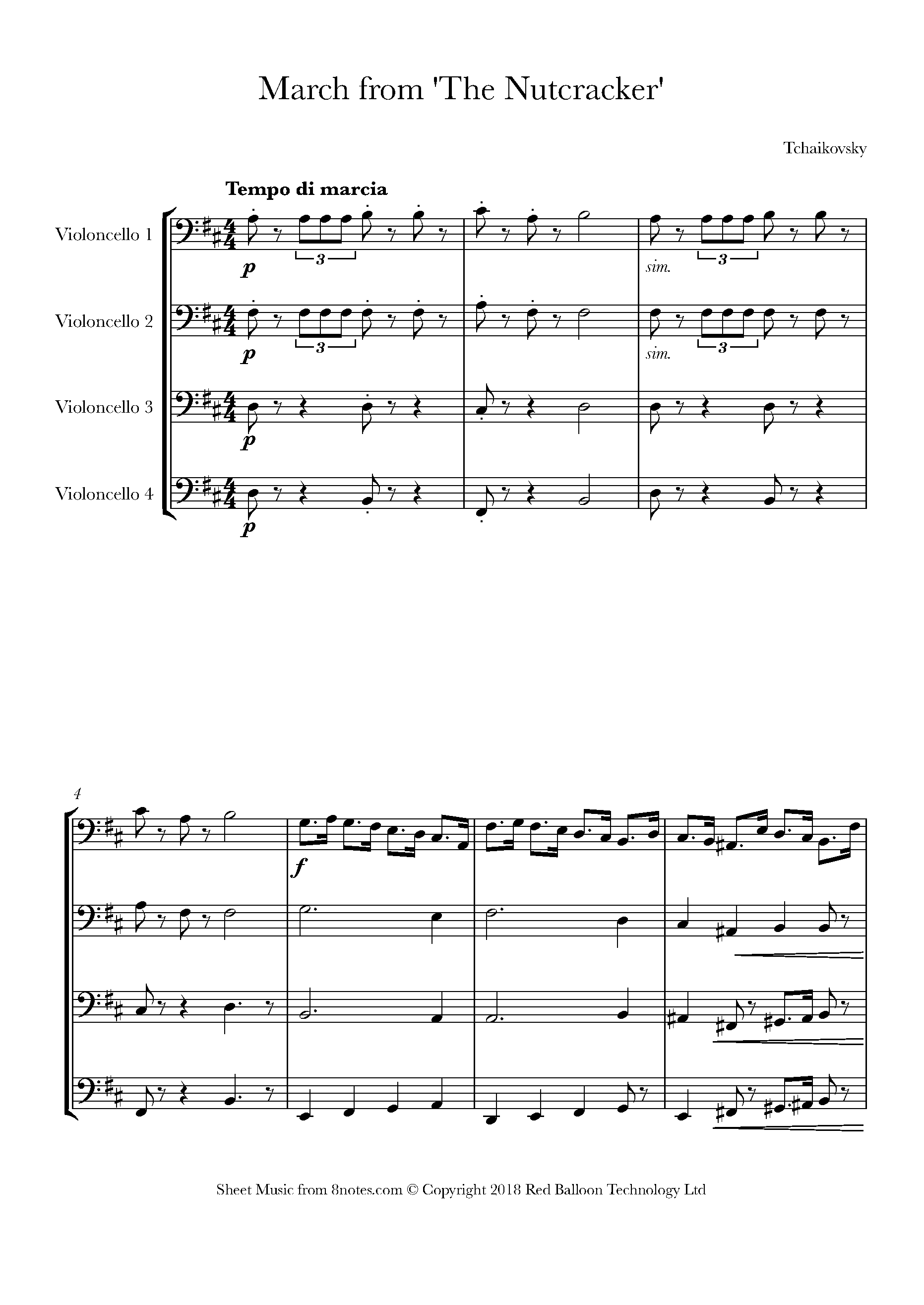 Tchaikovsky, Pyotr Ilyich March from Nutcracker Sheet music for Cello
