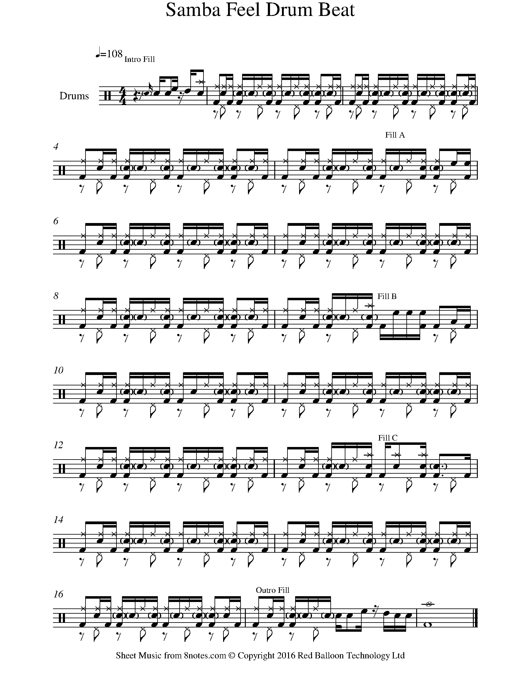 Samba Beat for Drums Beat sheet music for Drums