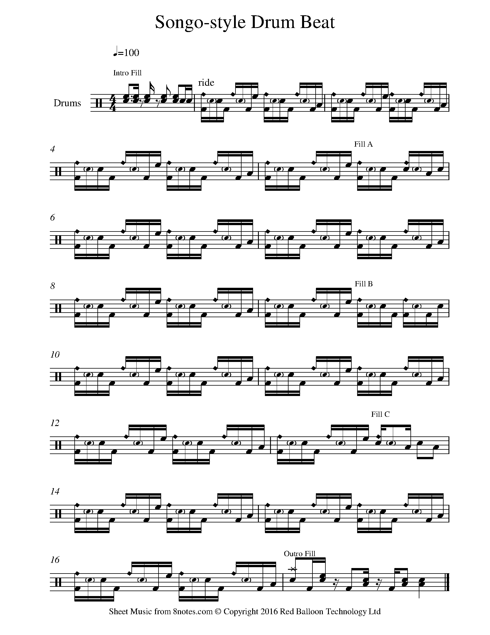 Songo style Drum Beat Beat sheet music for Drums