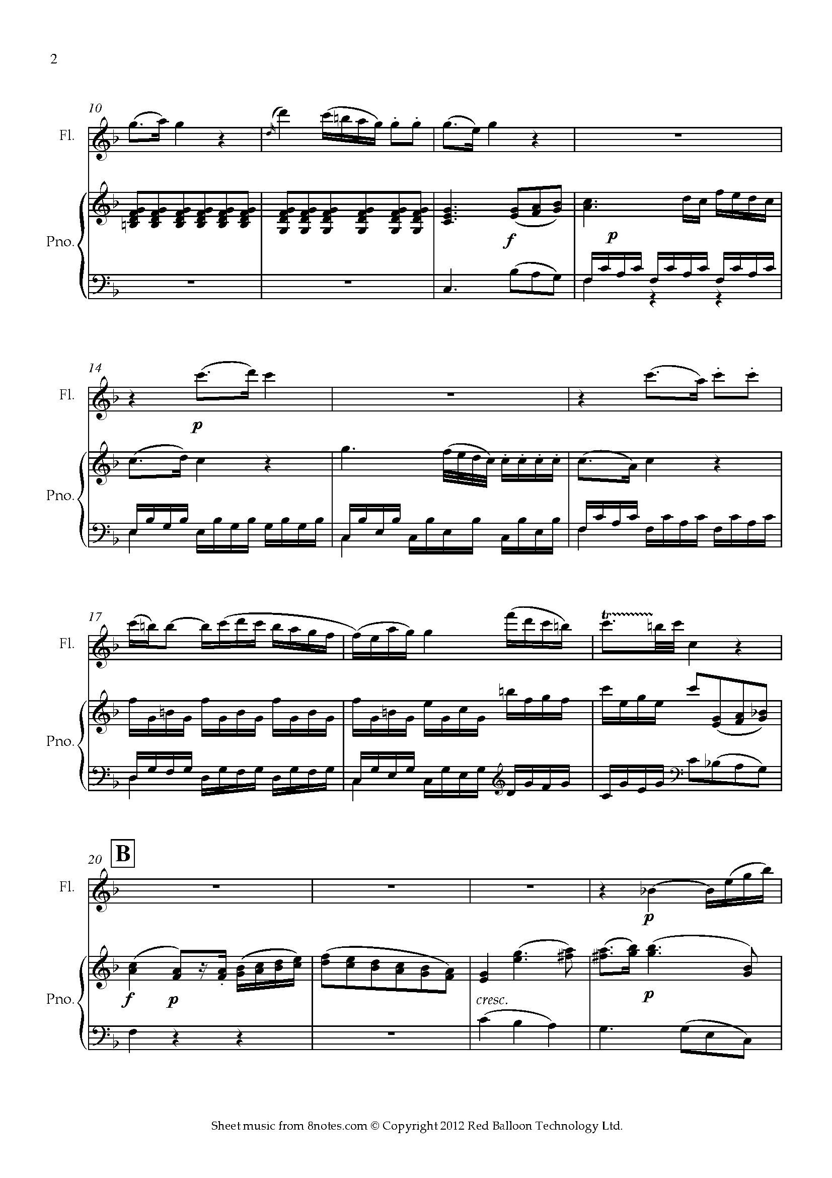 Mozart Concerto for Flute and Harp K. 299 Mvt 2 Sheet music for Flute