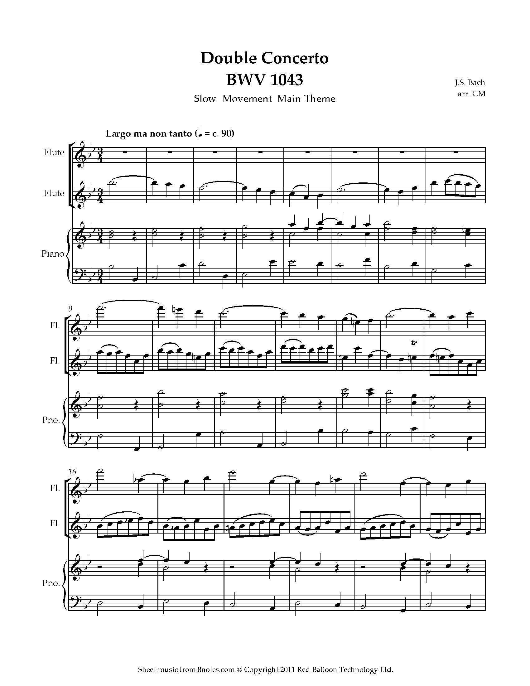 Bach Concerto for Two Violins BWV 1043 (Slow Movement Main Theme