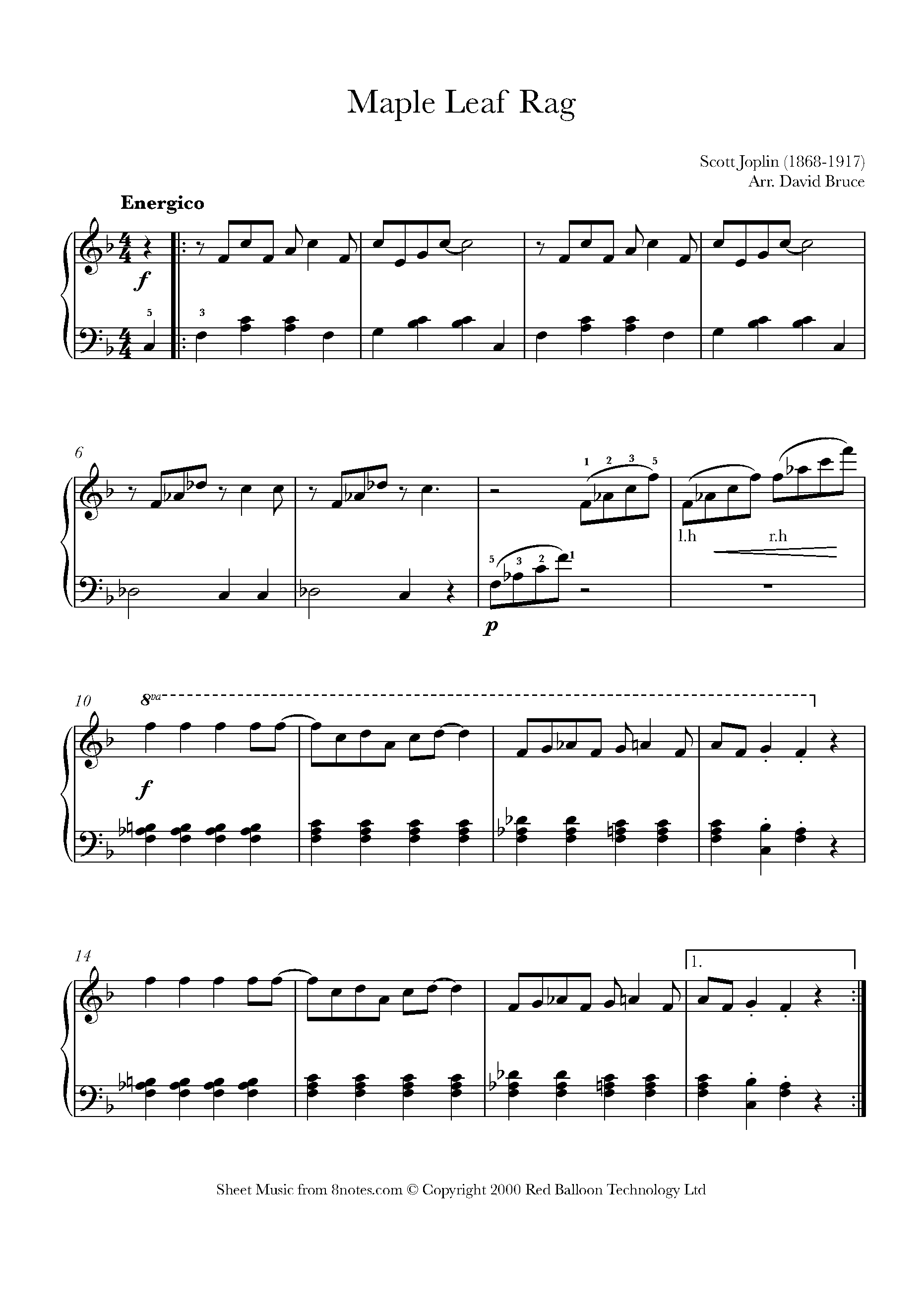 maple leaf rag piano sheet music