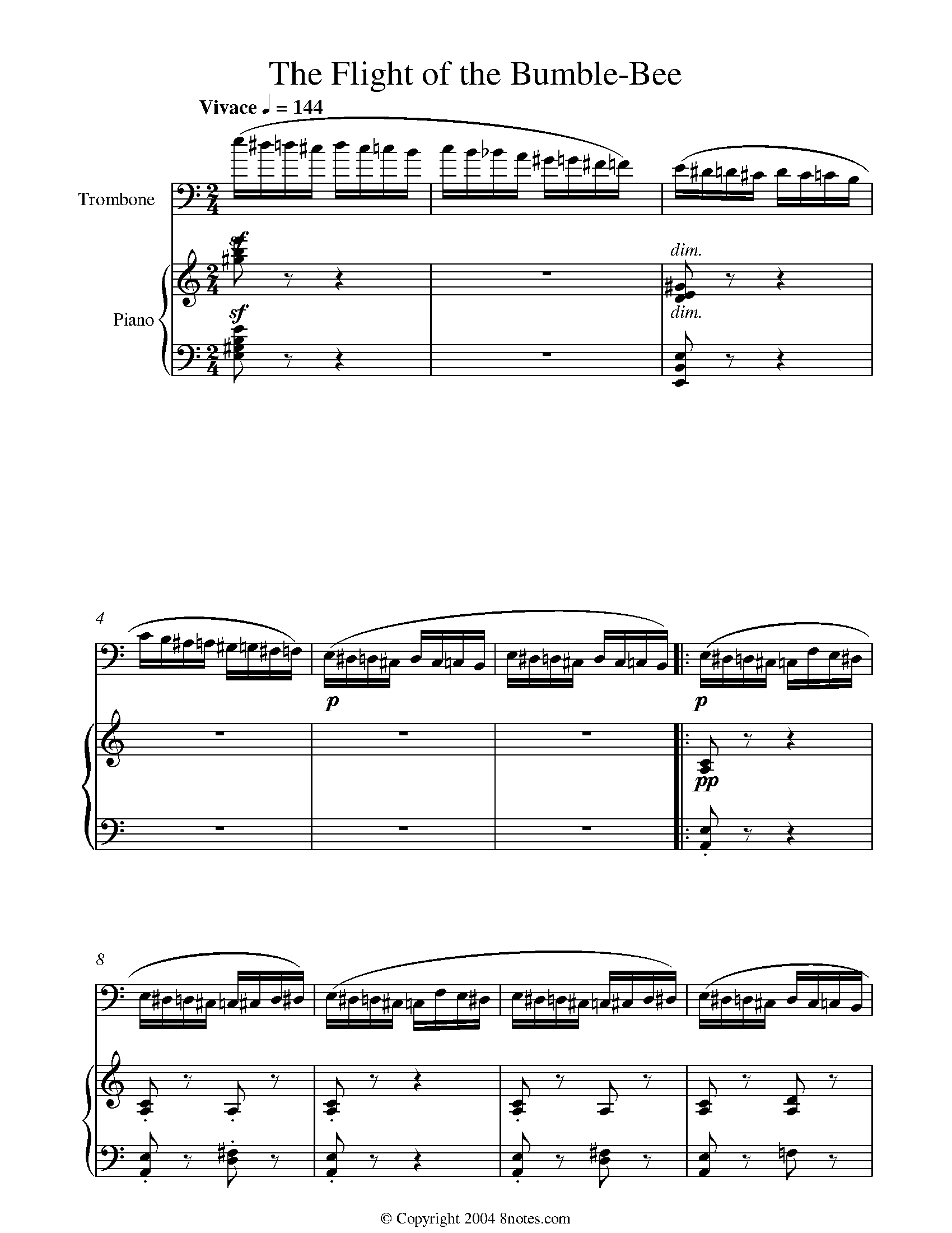 RimskyKorsakov The Flight of the Bumblebee Sheet music for Trombone