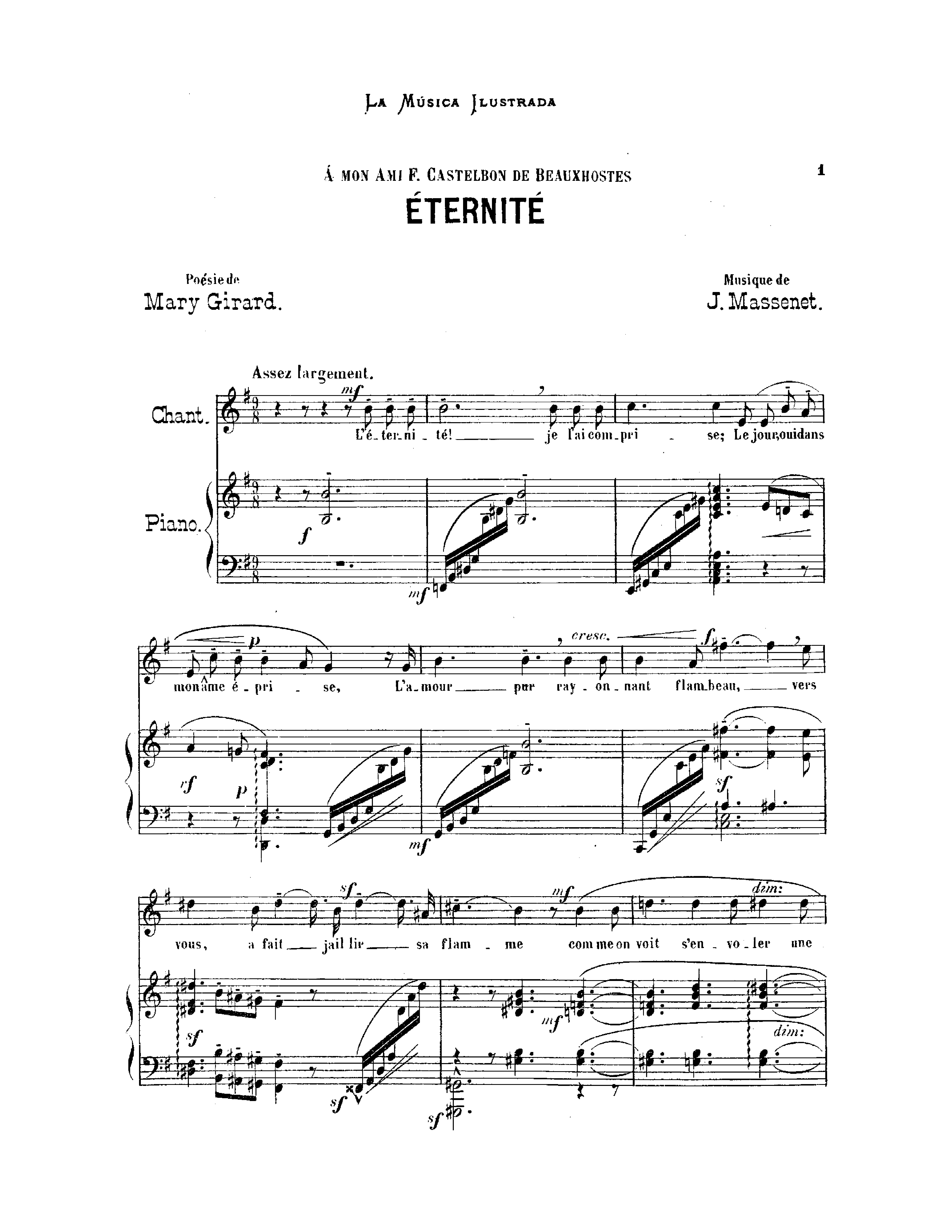 Jules Éternité for Voice Free Sheet music for Voice