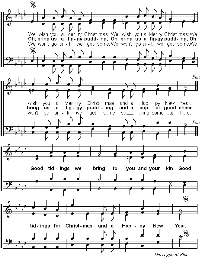 I Wish You A Merry Christmas Lyric We Wish You a Merry Christmas sheet music for Piano